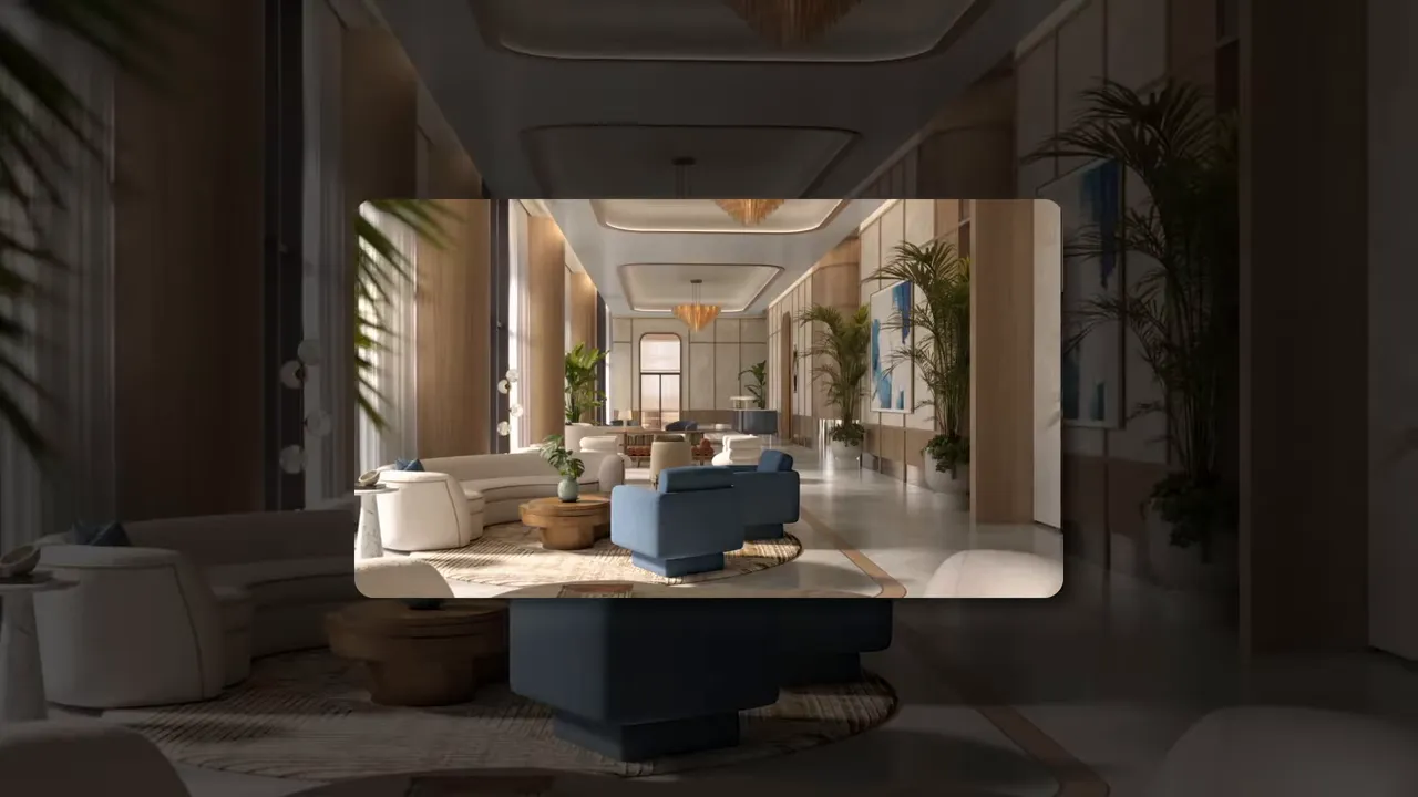 Mr. C Residences logo overlaid on building entrance rendering