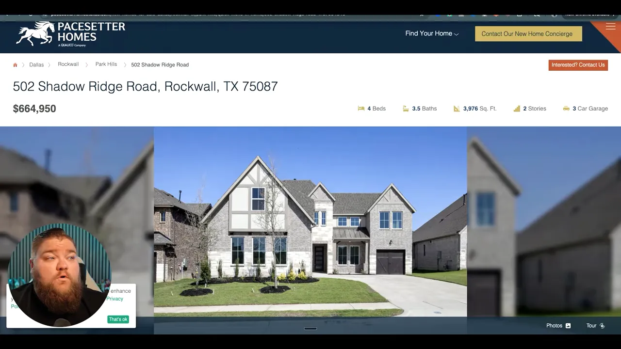 Pacesetter Homes floor plan screenshot for a Rockwall, TX home showing first and second floor layouts