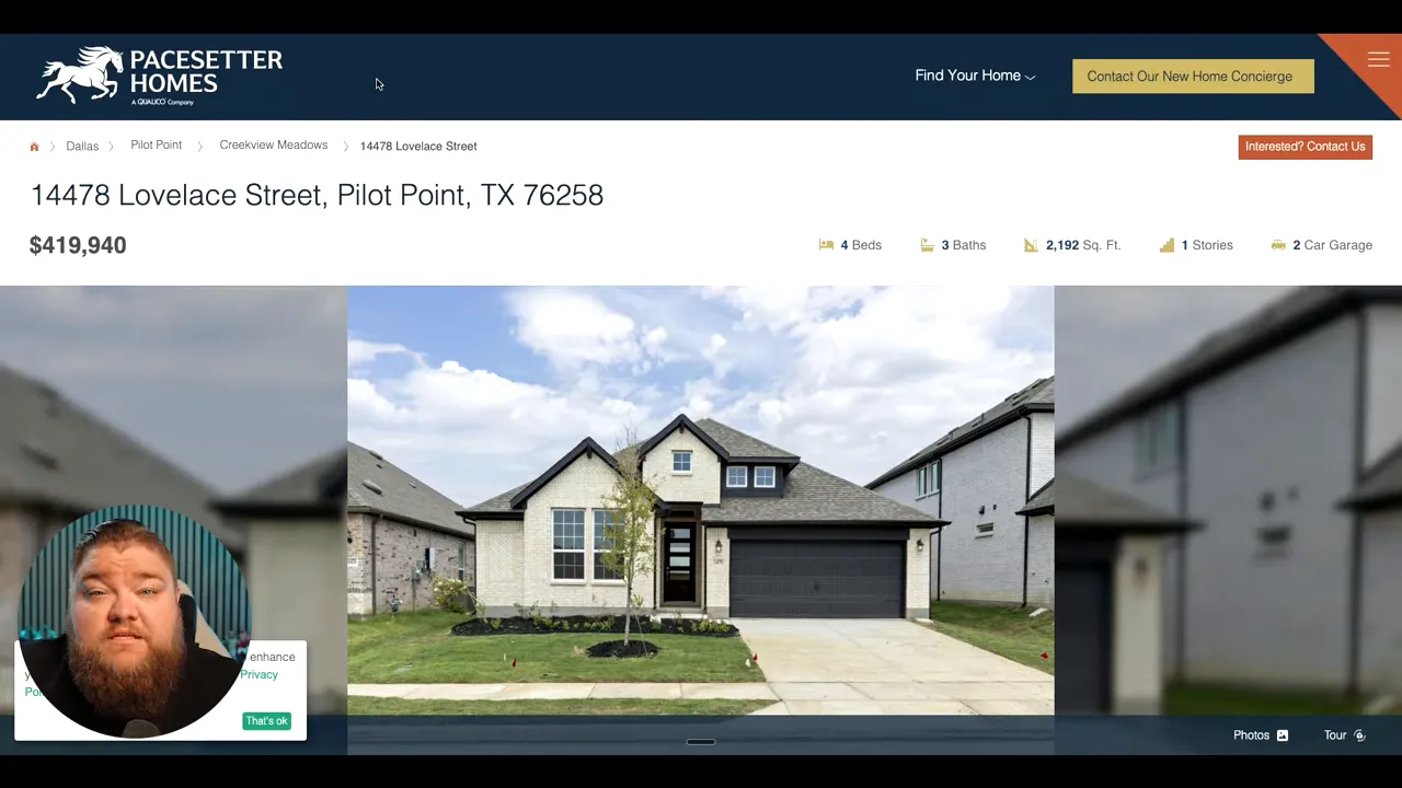 Pacesetter Homes 14478 Lovelace floor plan options selected for Pilot Point TX