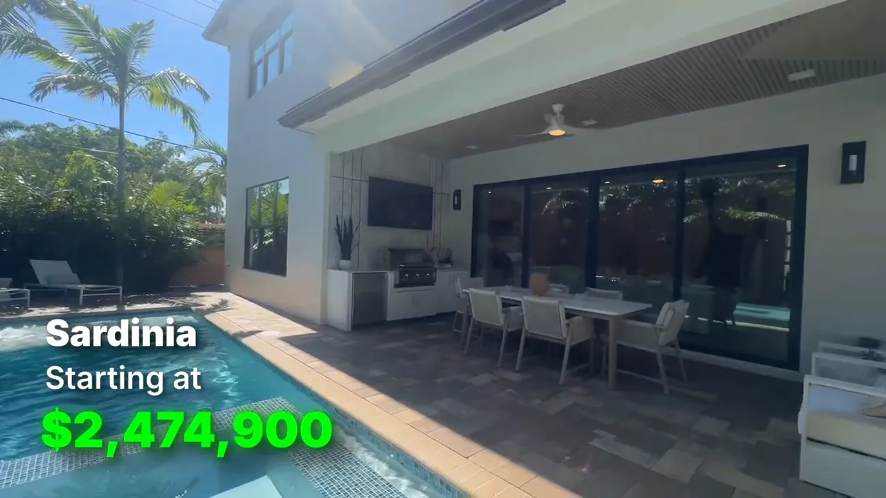Sardinia backyard pool and covered outdoor kitchen area
