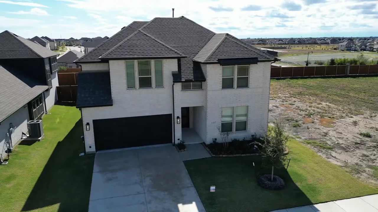 Aerial shot new homes in Forney TX