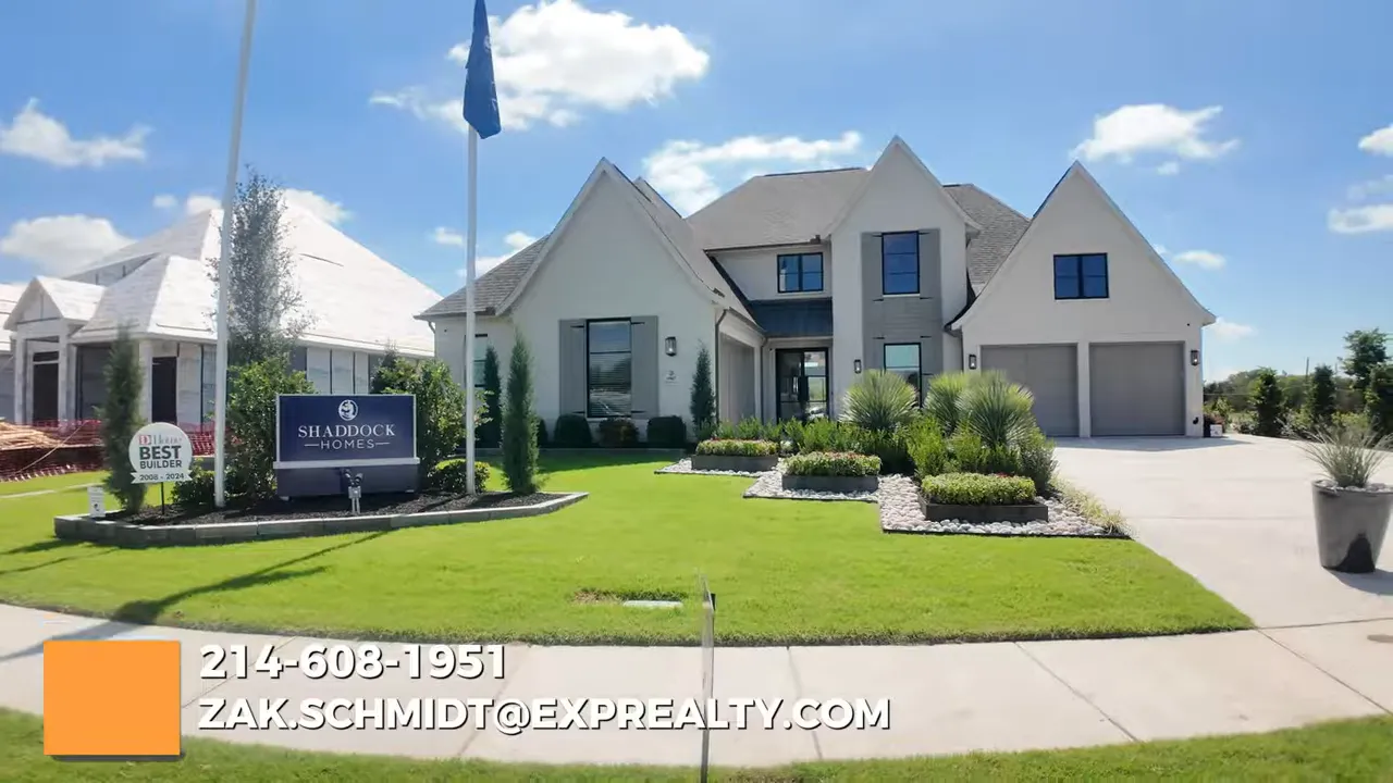 High-resolution drone view of a Windsor-style home and neighboring lot showing scale