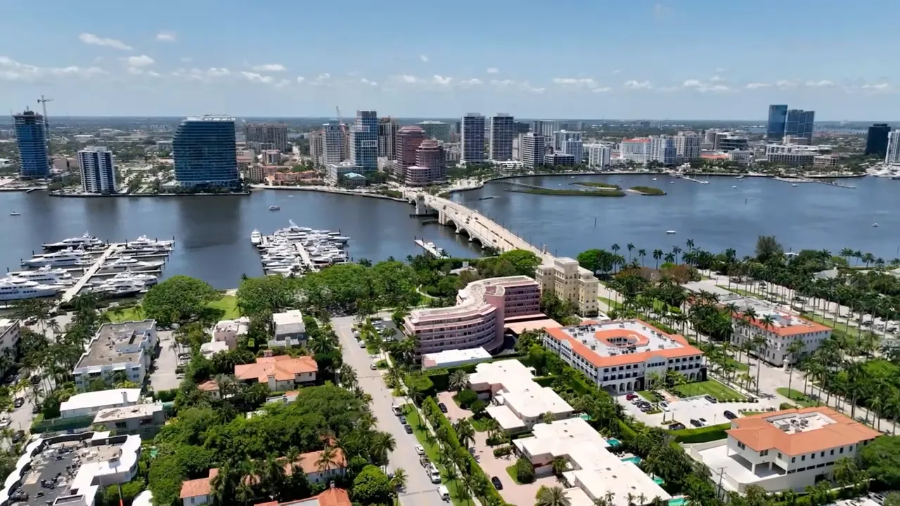Aerial view of West Palm Beach waterfront
