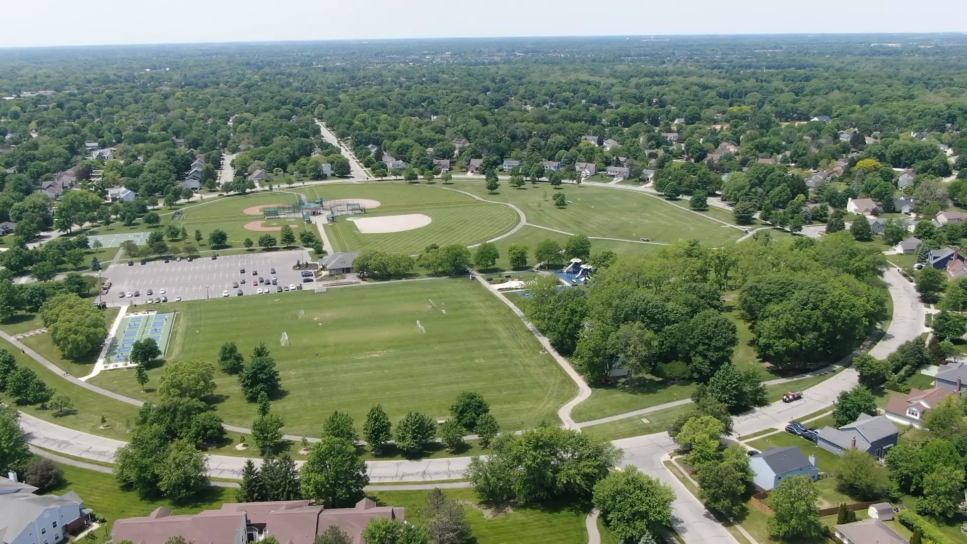 Holland Park playground and sports fields in the distance