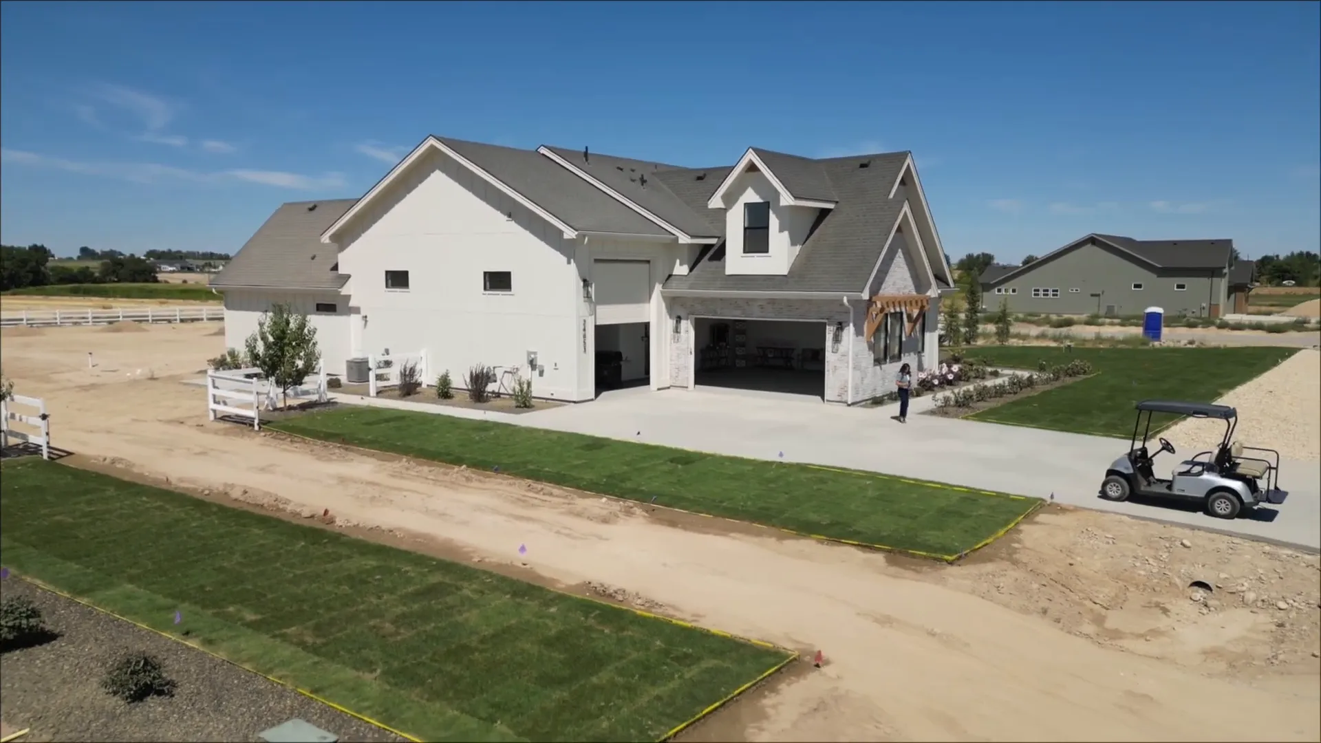 Close-up of the landscape nursery-planted trees and flowers