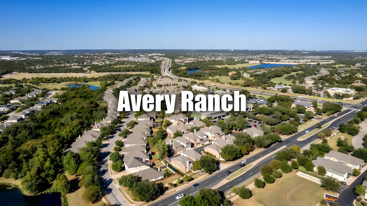 Map showing Avery Ranch highlighted within the Austin TX area