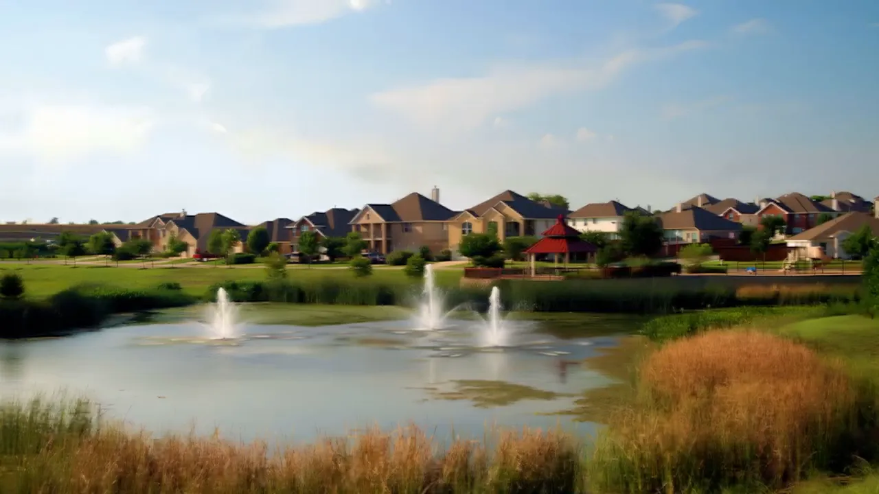 Guide speaking on a quiet residential road in Falcon Pointe neighborhood, Pflugerville Austin Texas