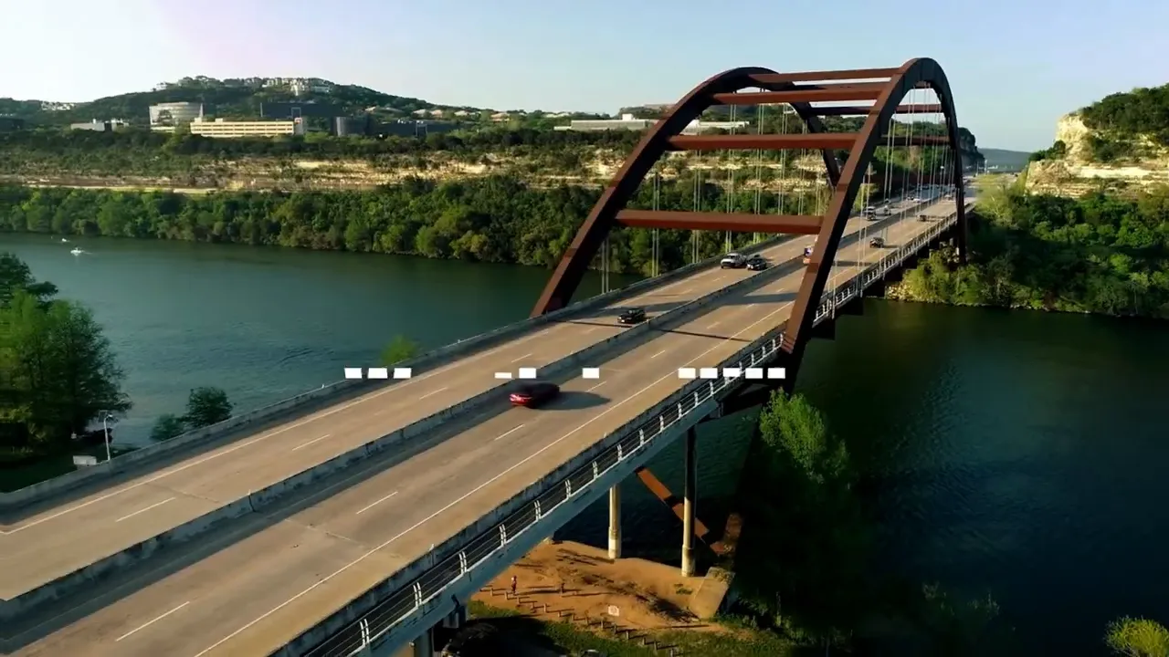 Westlake Hills Austin Texas neighborhood view with bridge over water