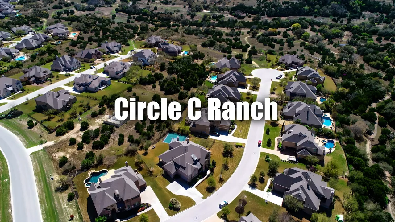 Aerial view of Circle C Ranch neighborhood in Austin, Texas