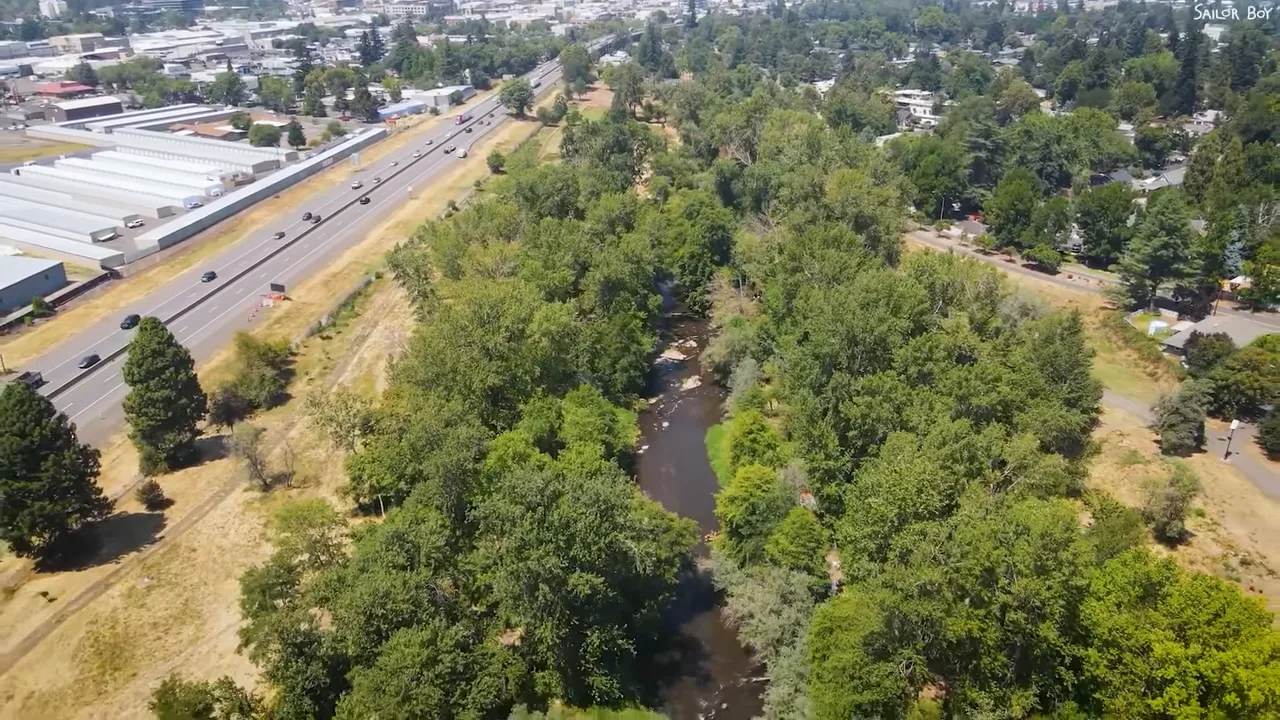 Paved trail section of Bear Creek Greenway near trees