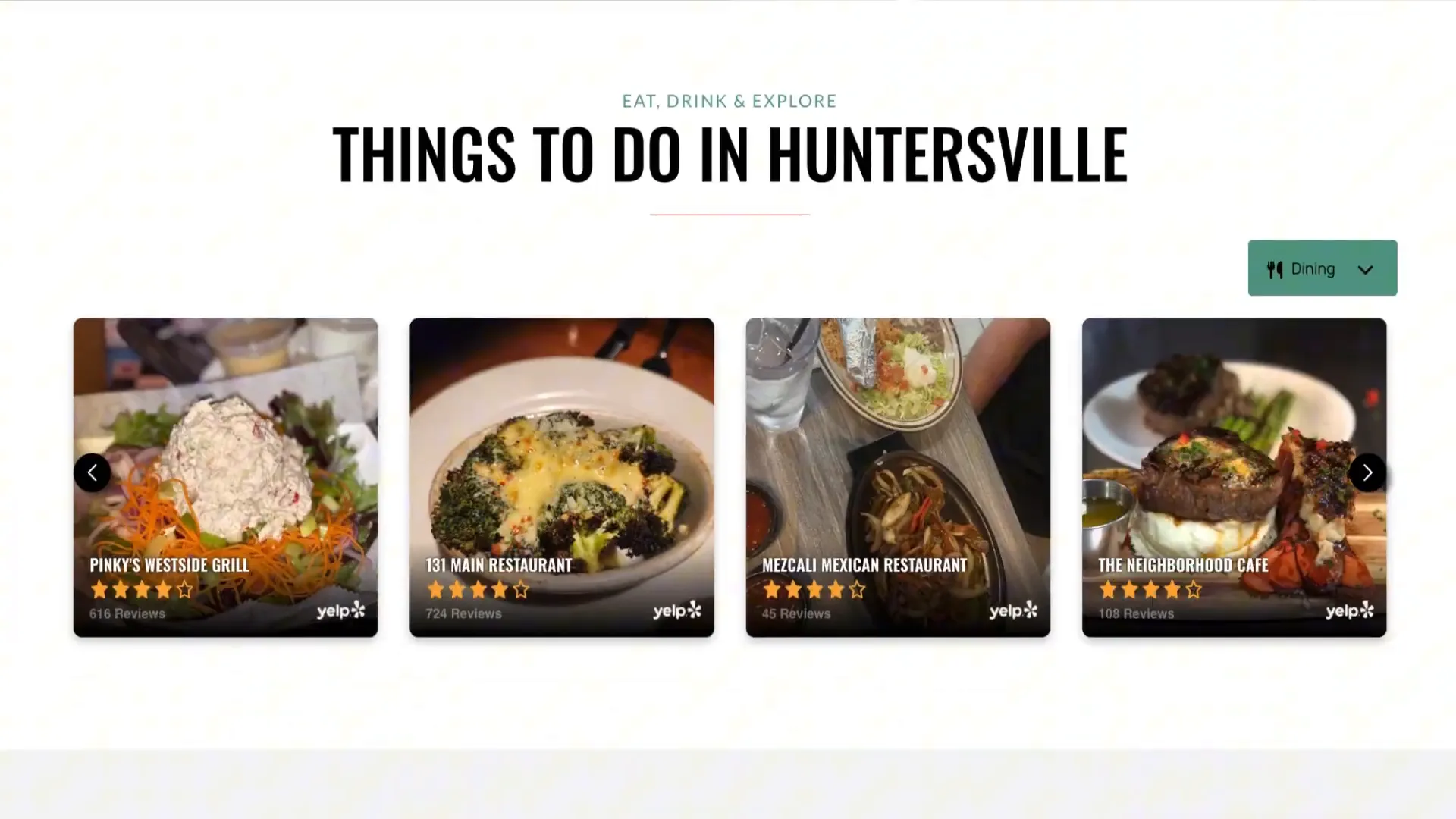 Neighborhood features including restaurants and parks