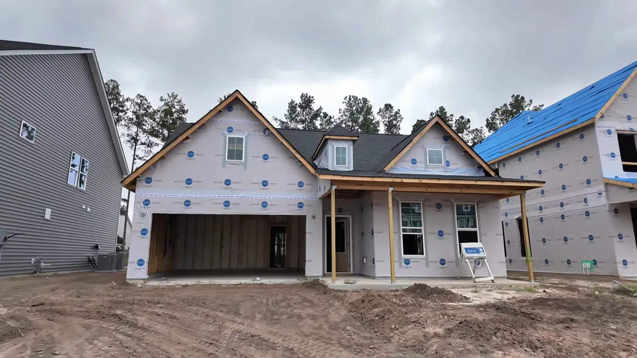 Screenshot inside the pre-drywall framing of the Cumberland new construction home at Lockton in Cane Bay SC