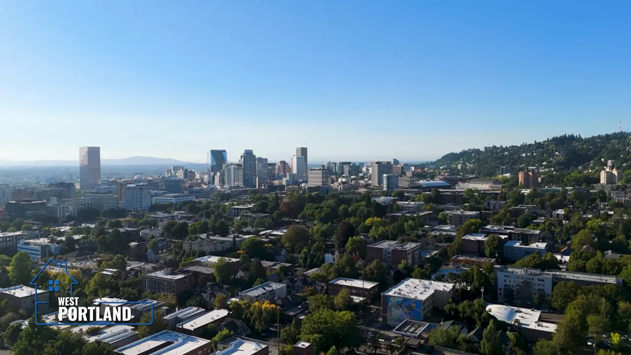 aerial view of west Portland neighborhood