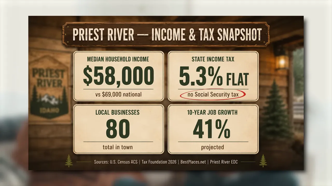 Income graphic showing 80 local businesses and 41 percent projected job growth