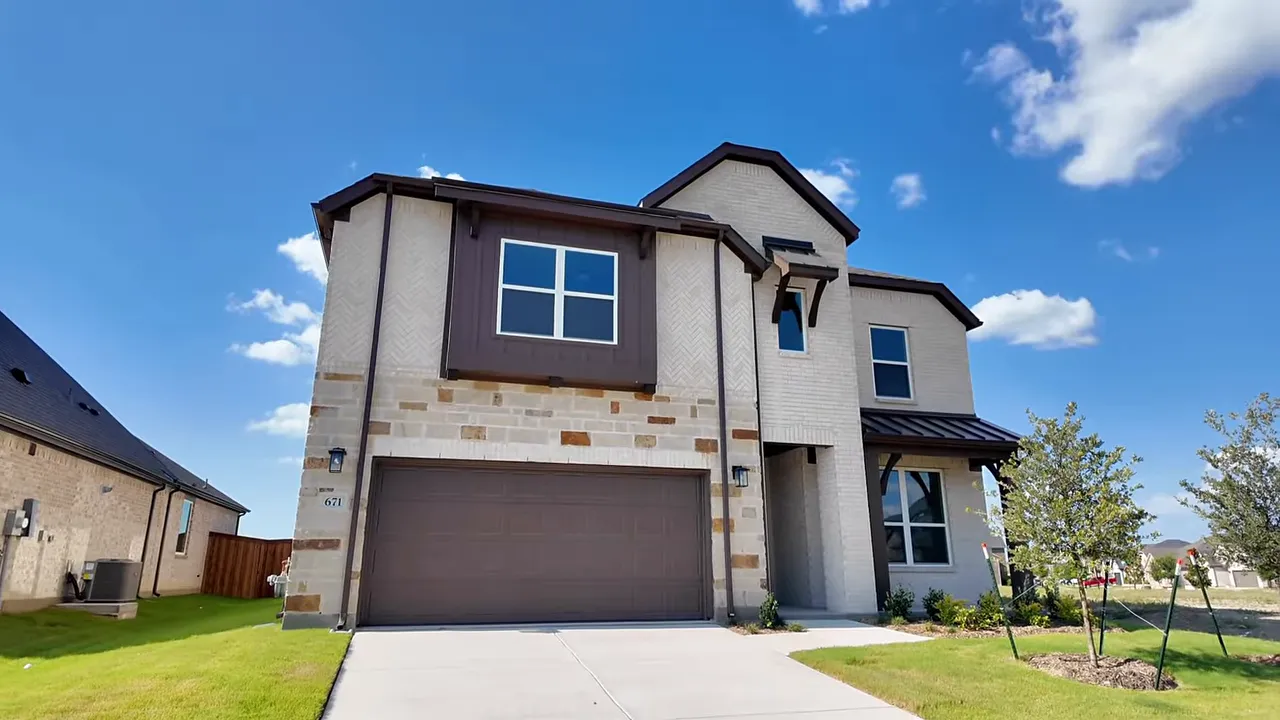 Two story home entry hallway with text showing 4 bed 4.5 bath gameroom and 2700 square feet