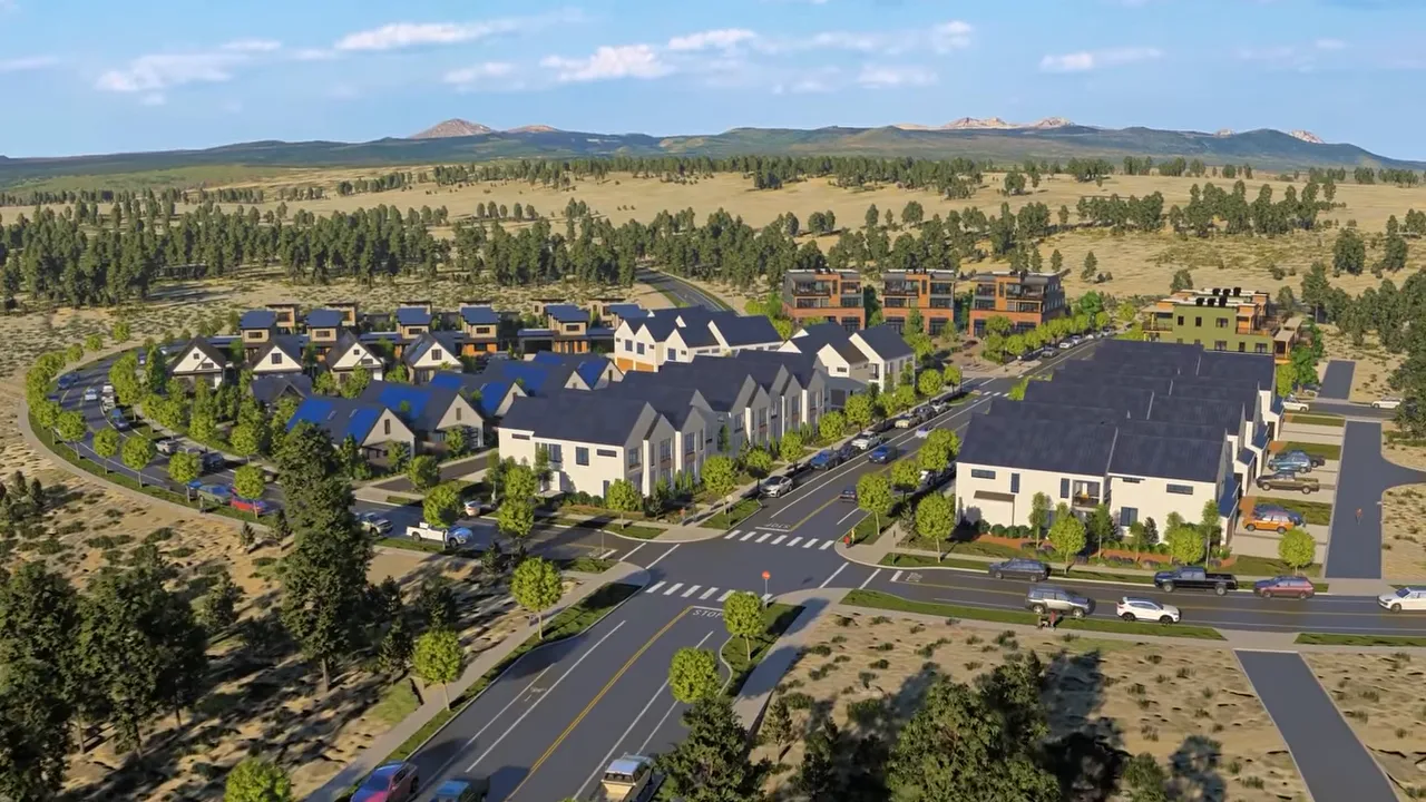 Discovery West highlighted as #1 in Bend new construction communities with aerial neighborhood view