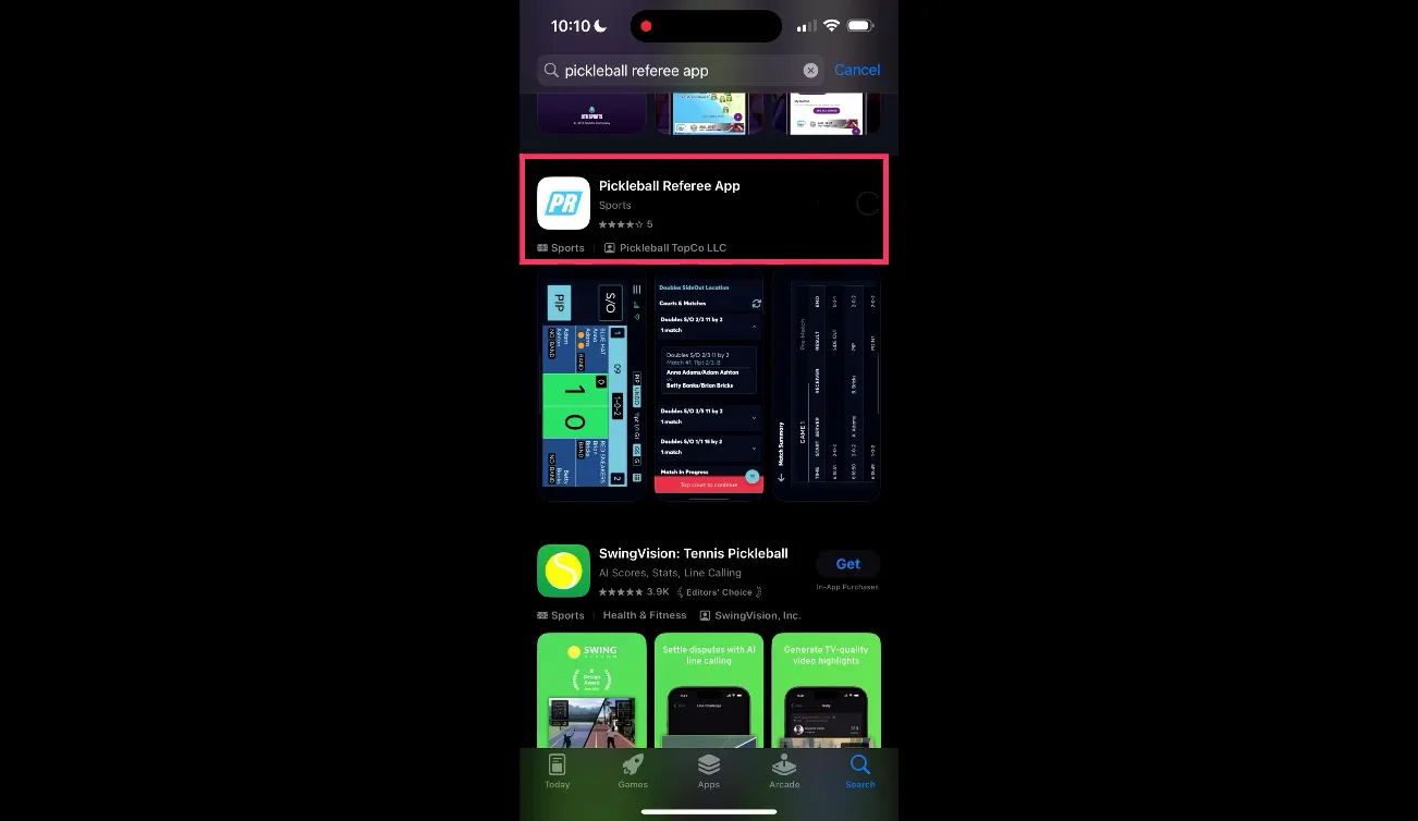 App Store listing for Pickleball Referee App