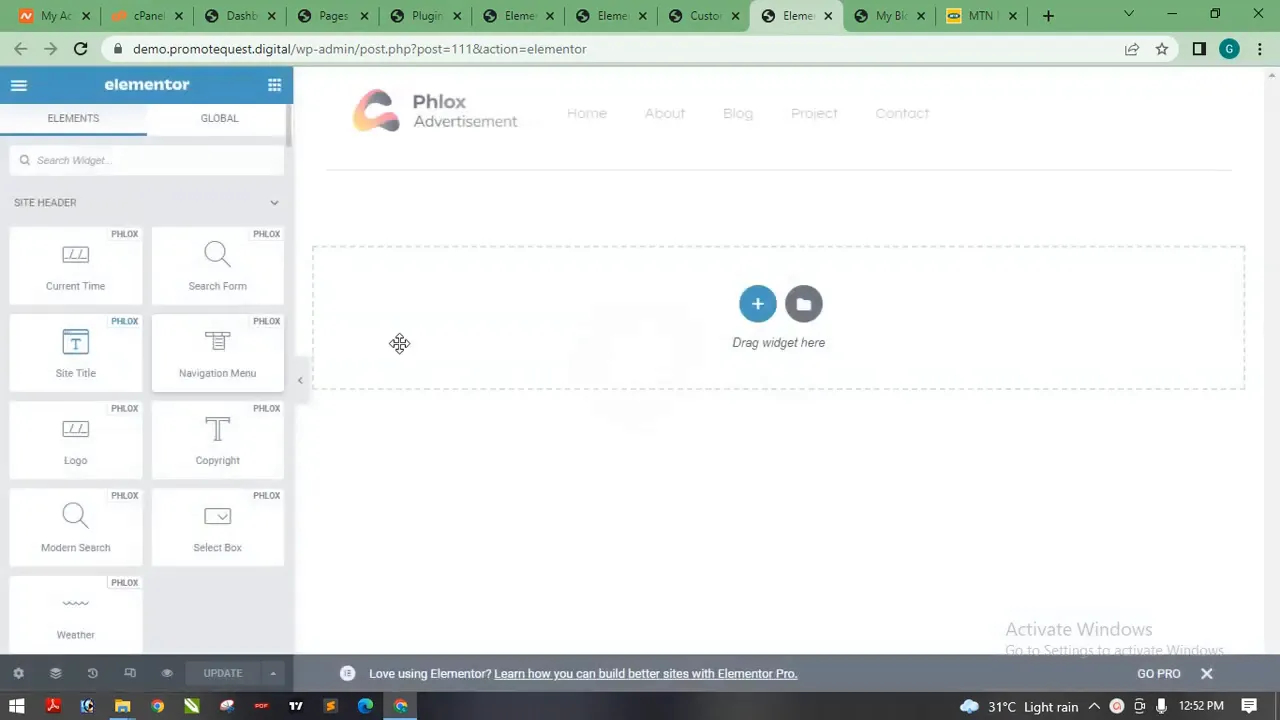 Editing header and footer in Flux Pro