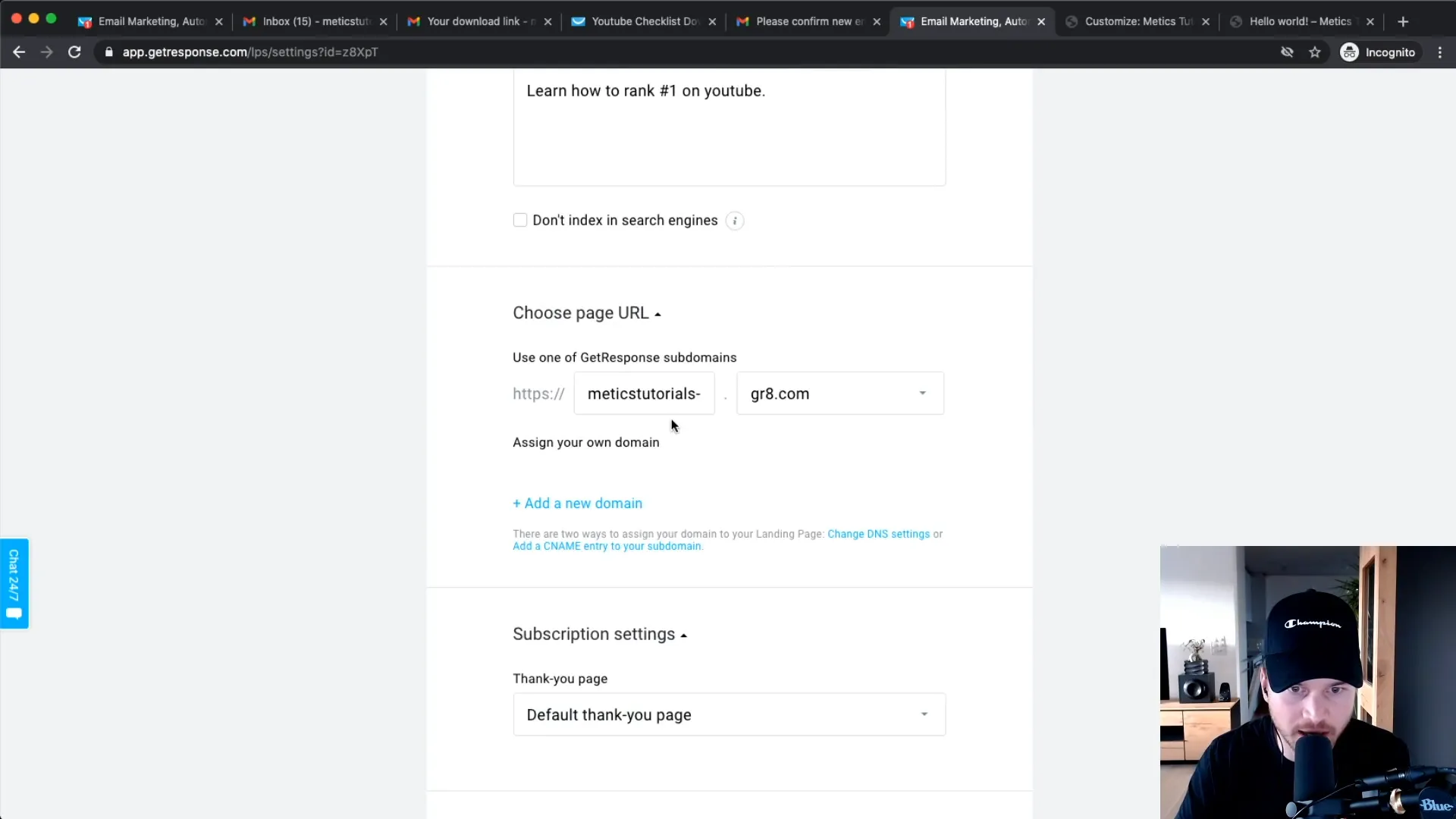 Custom domain setup in GetResponse