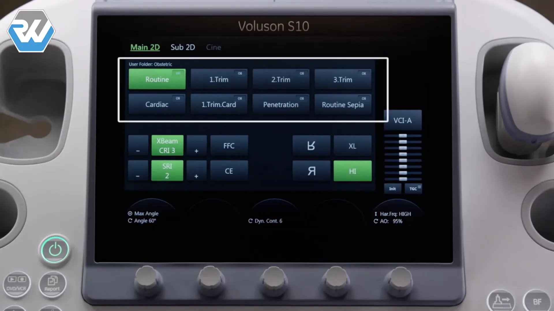 Auswahl des Presets auf dem Voluson S8 Touch