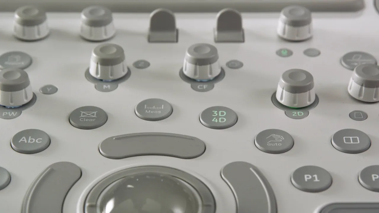 Nahaufnahme Bedientafel mit 3D/4D-Taste am Voluson P8