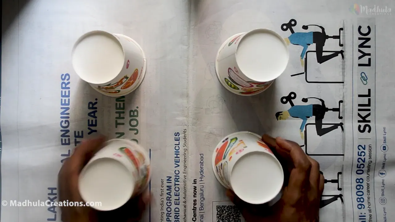 Pouring colors onto the canvas
