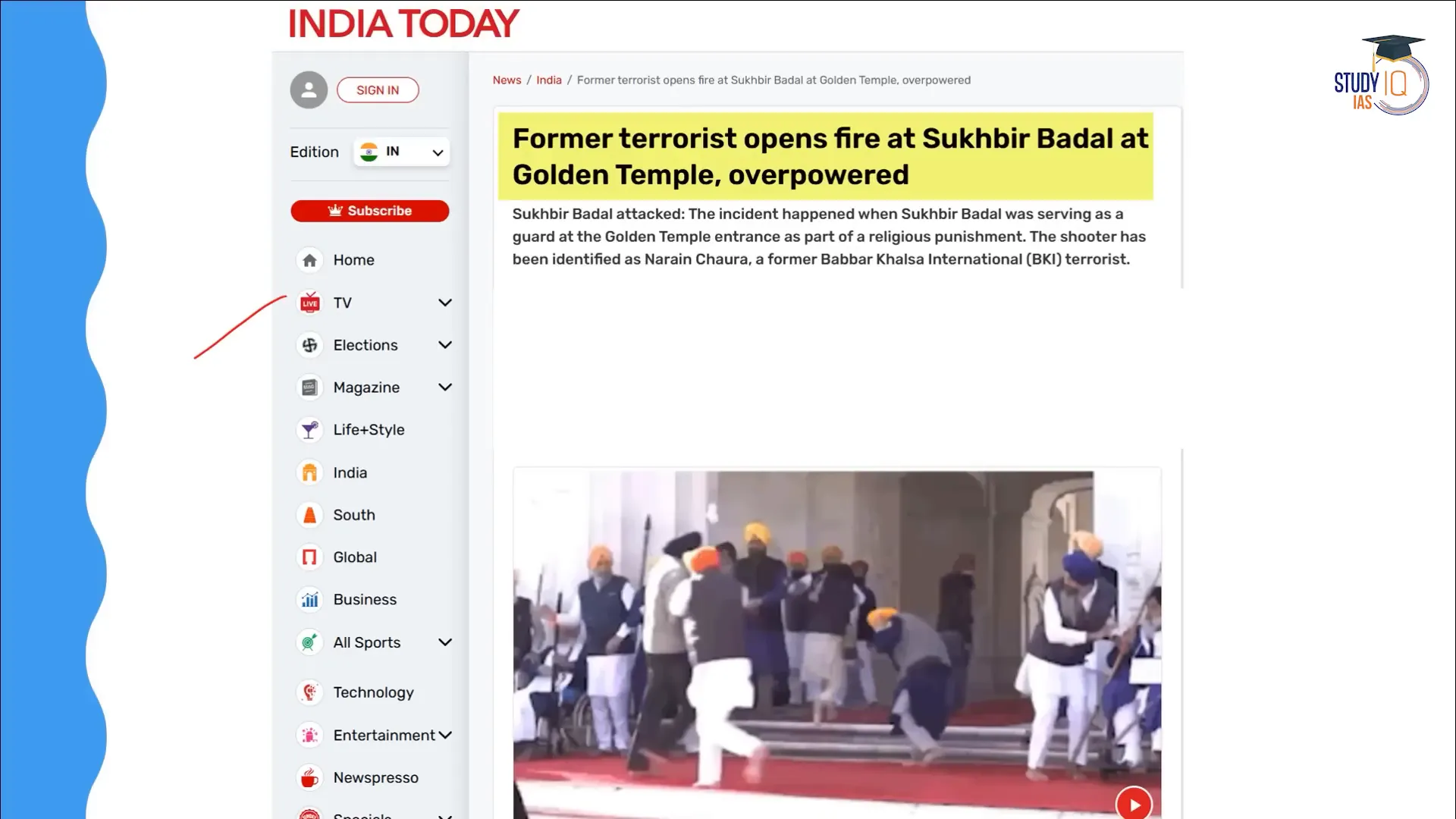 Sukhbir Badal at the Golden Temple