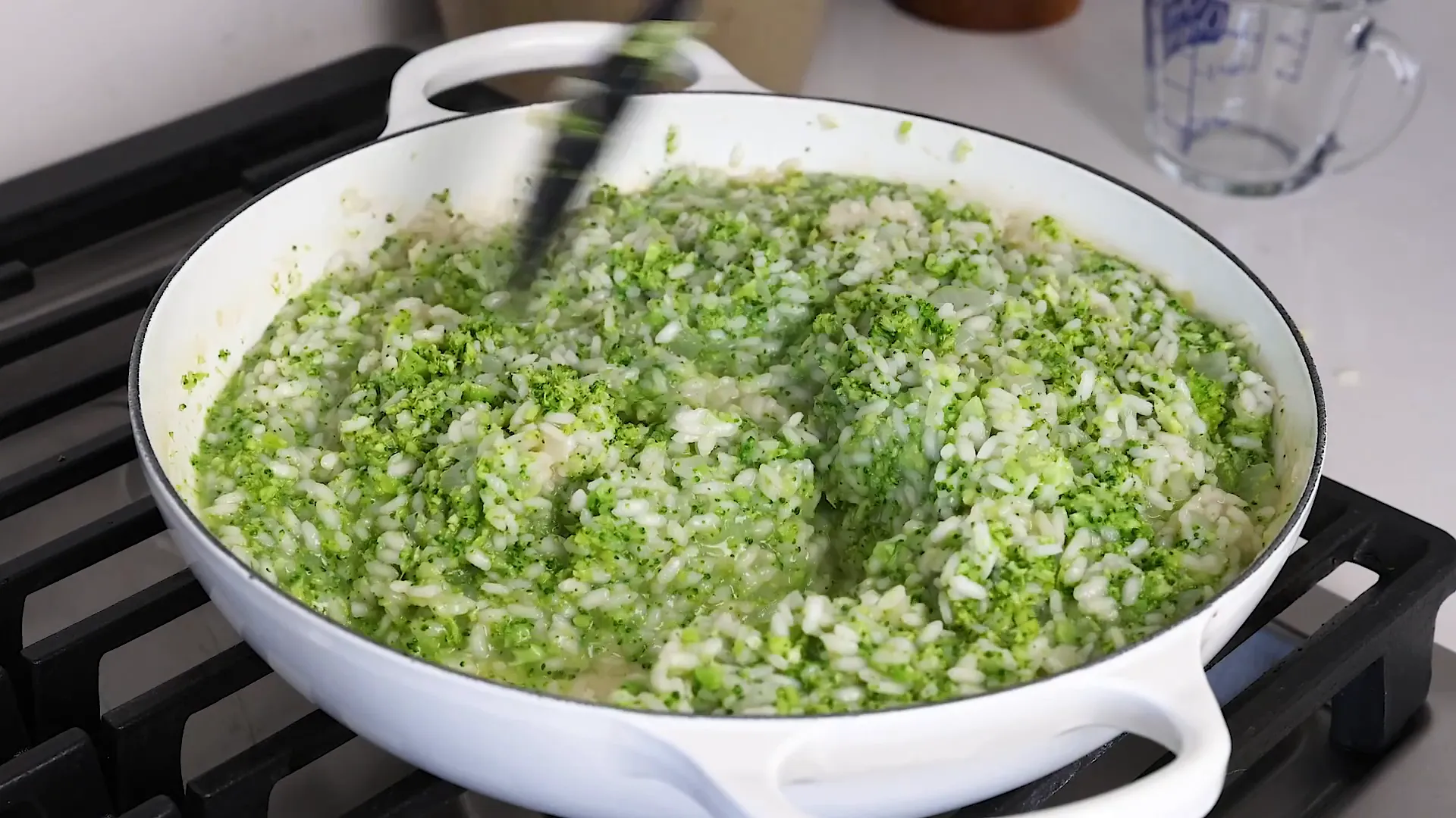 Broccoli mixed into risotto