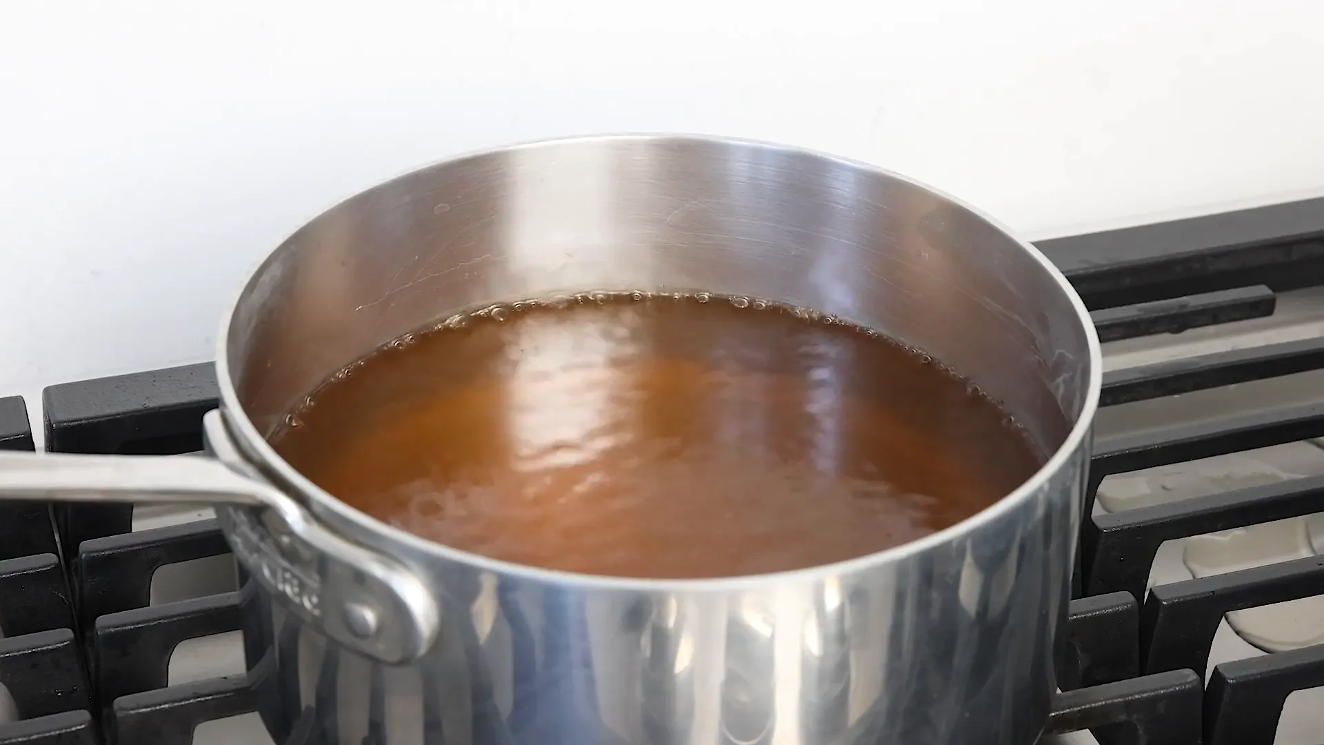 Heating broth on the stove