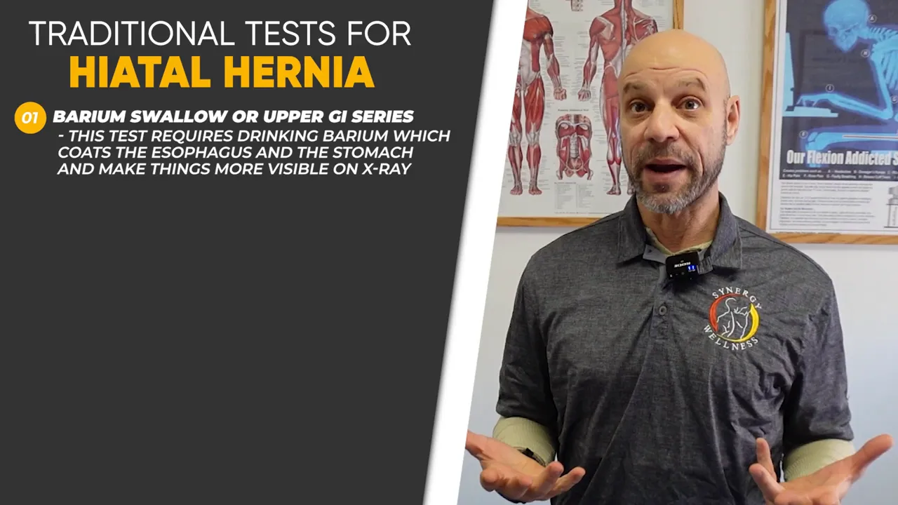 Patient drinking barium for an upper GI series