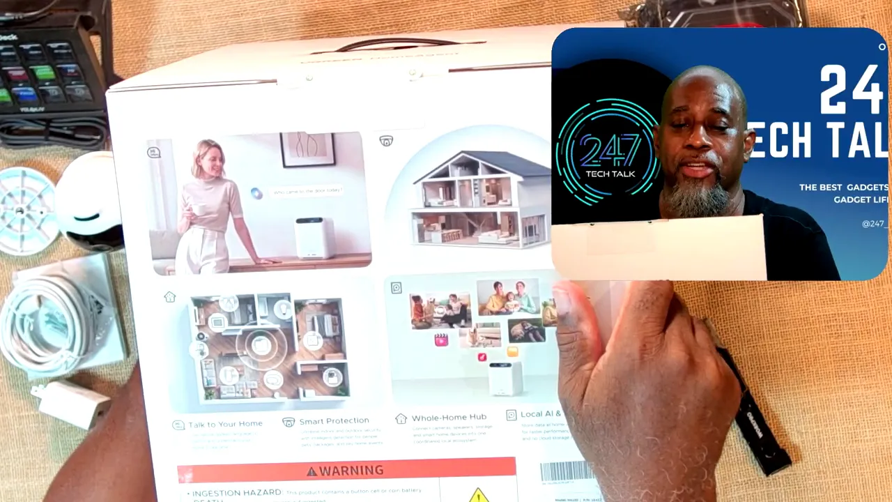 Back of HomeAgent box showing illustrated panels for smart-home and security features