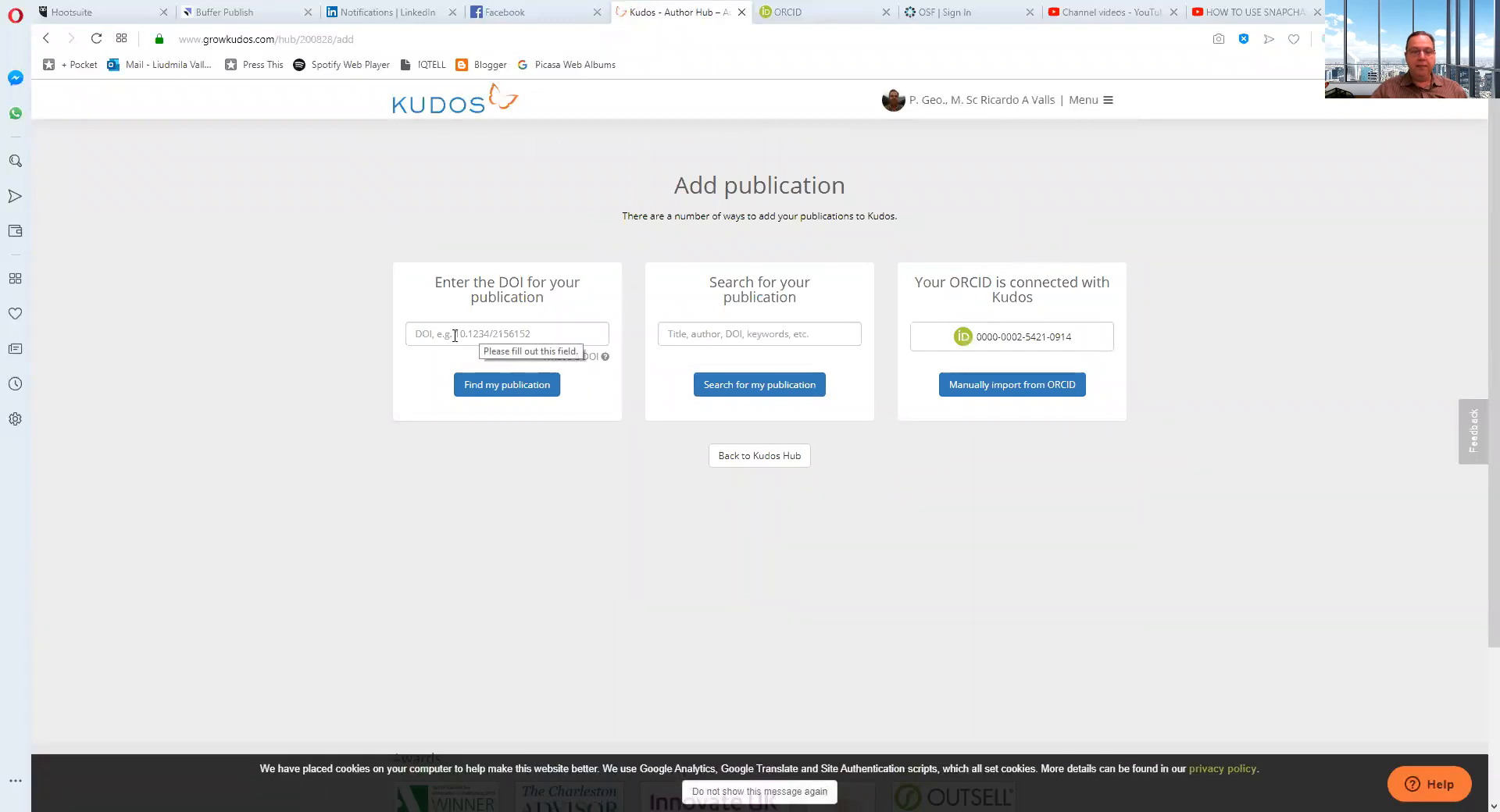 Adding publications to Kudos