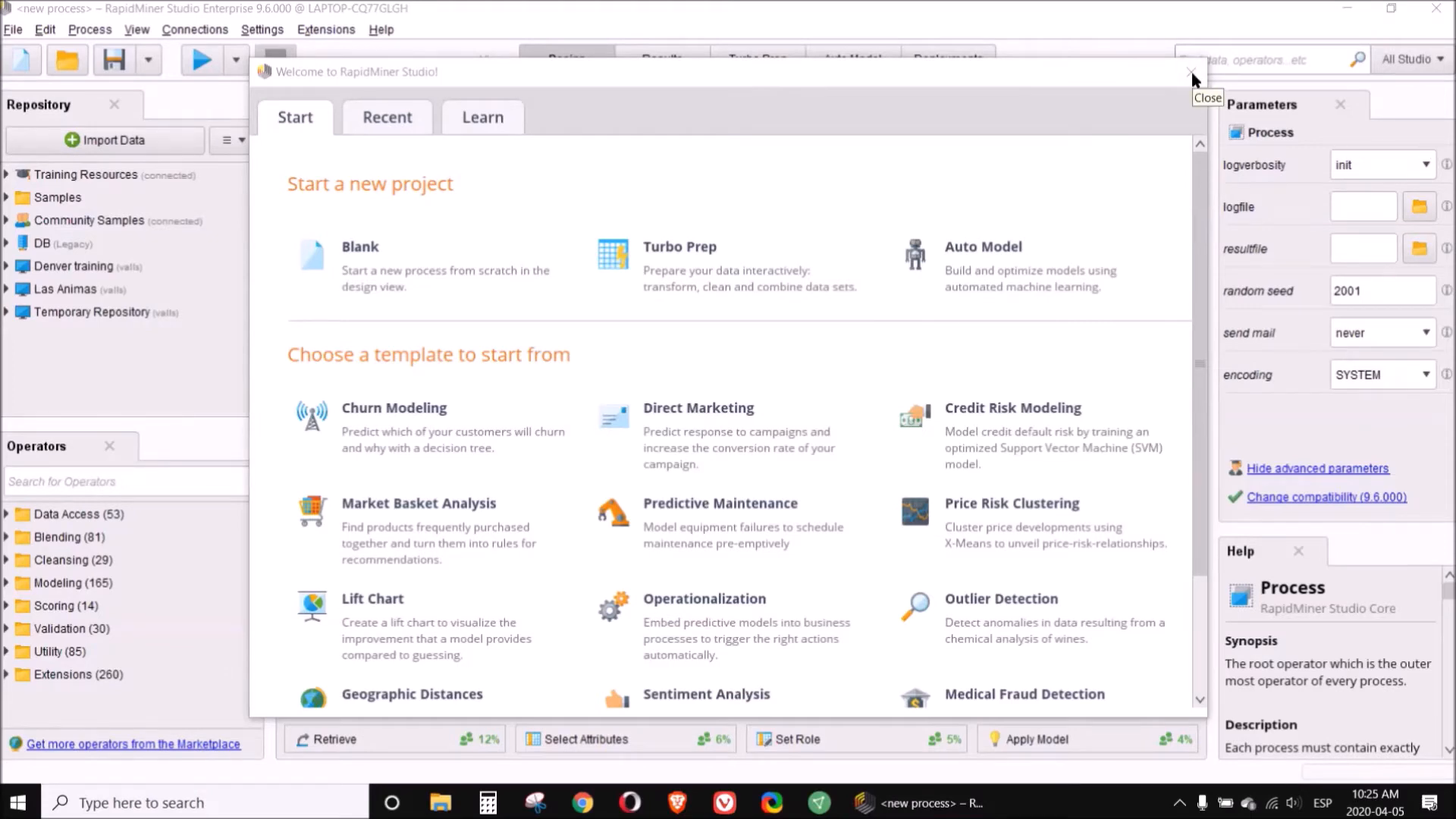 Creating folders in Rapidminer desktop