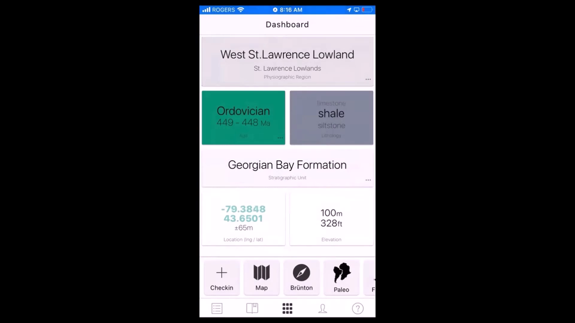 Rock Be app displaying geological information