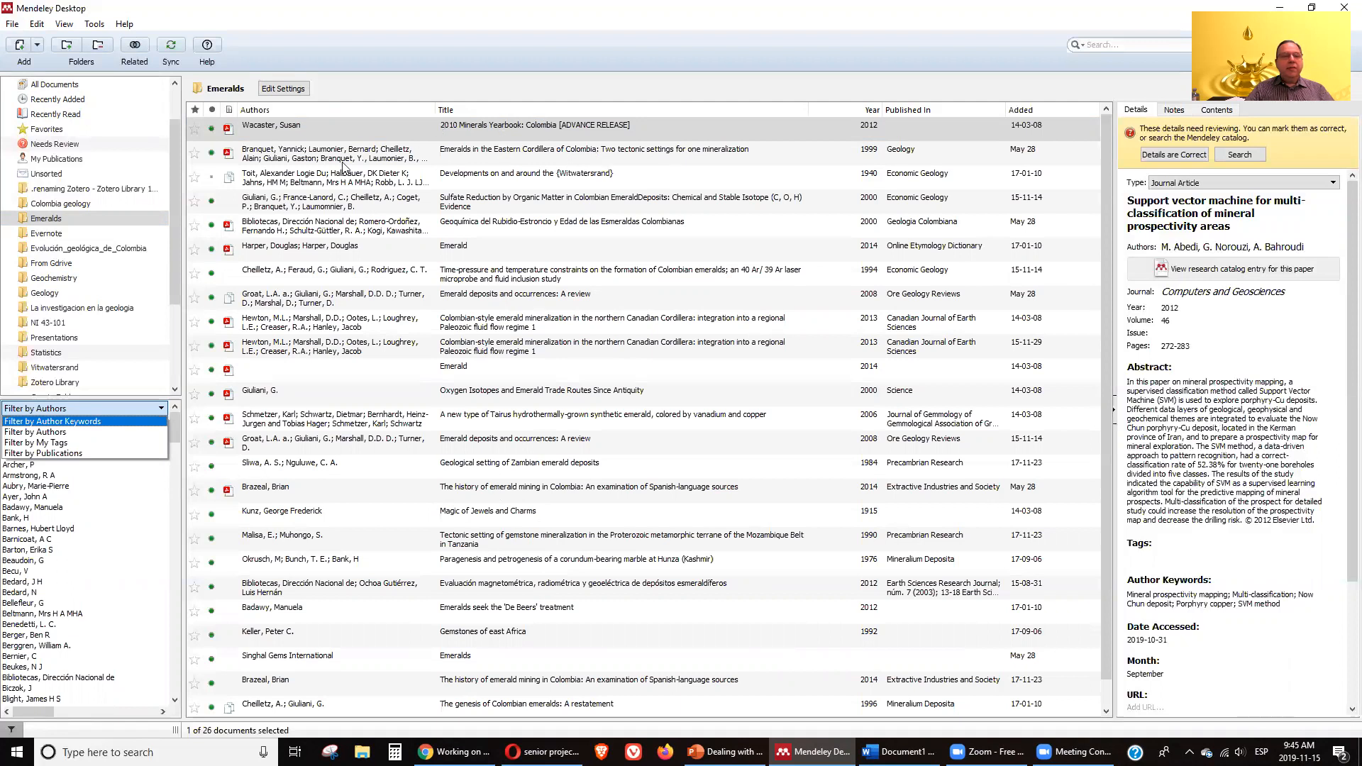 Mendeley metadata view