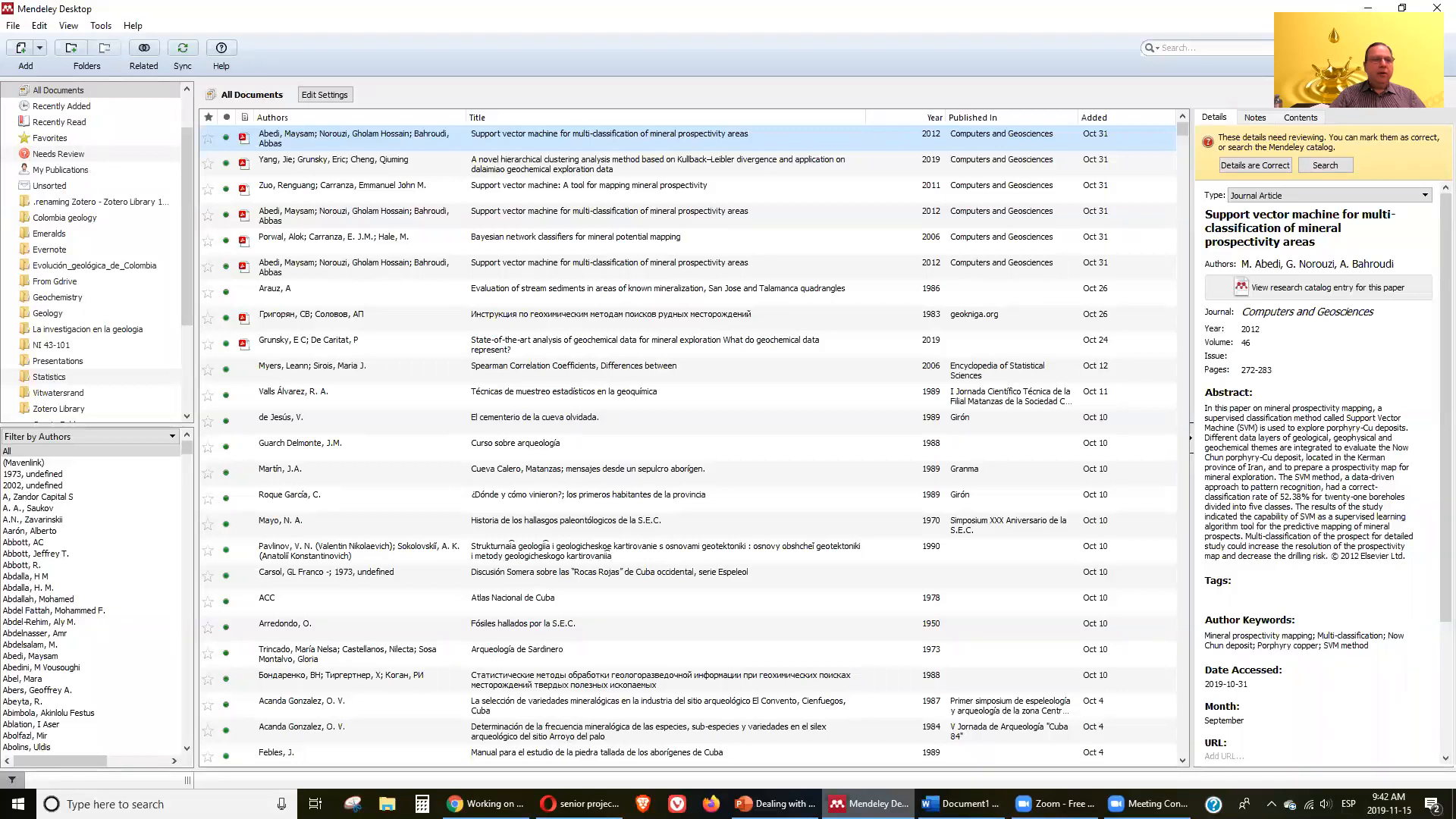 Mendeley interface