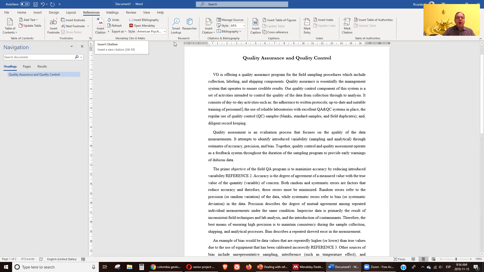 Mendeley citation insertion in Word