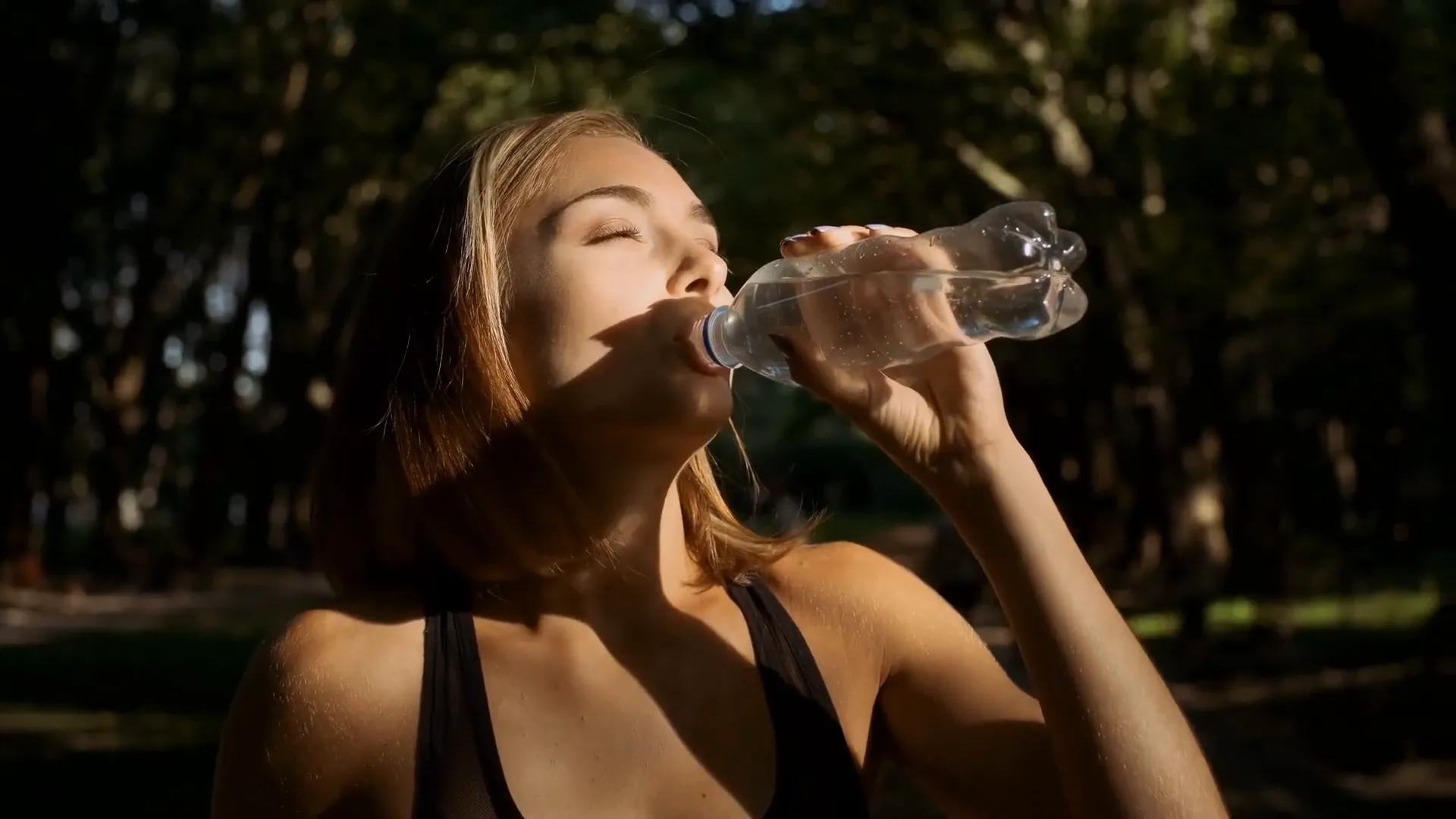 Demi enjoying a refreshing drink