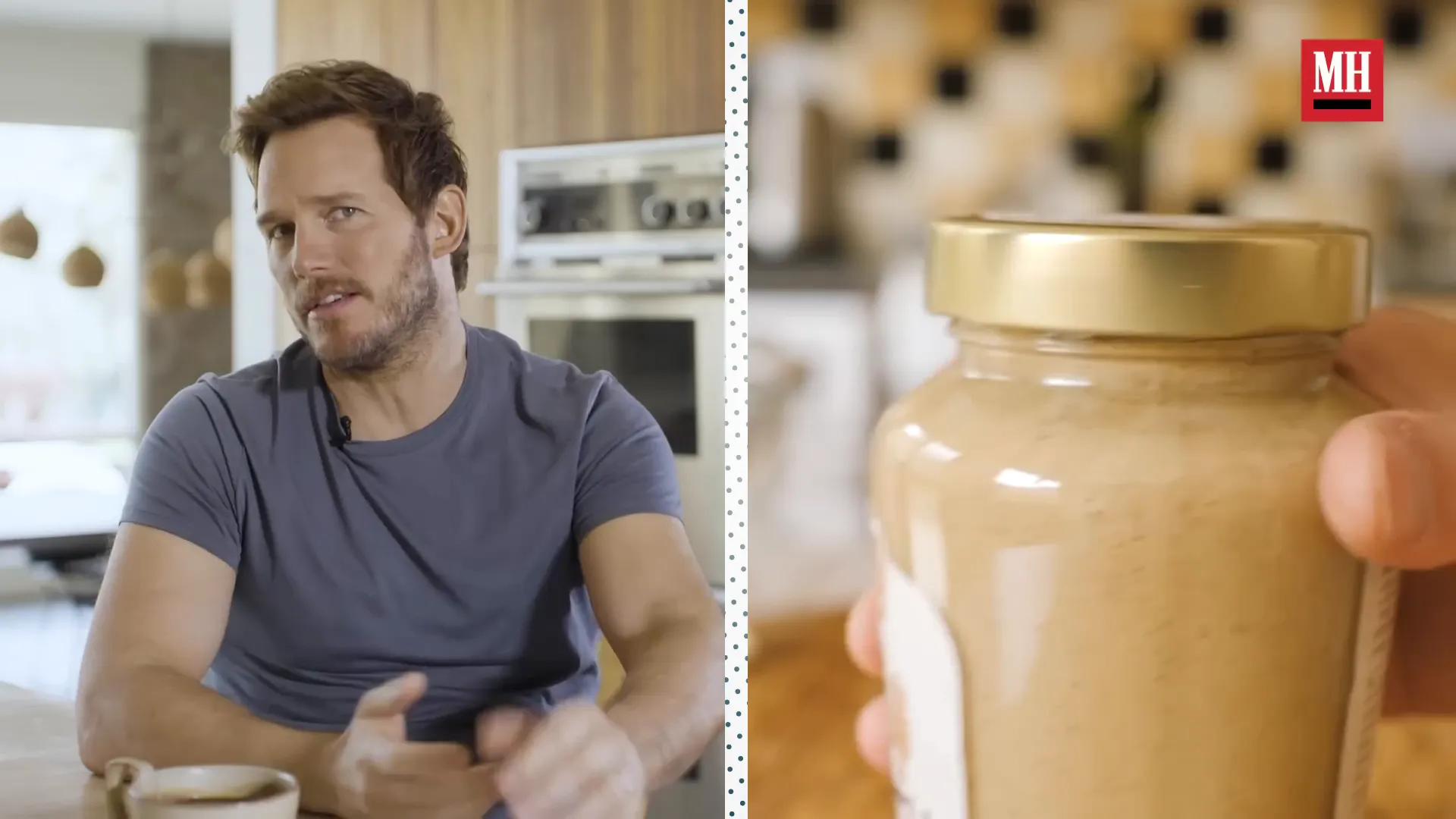 Chris Pratt discussing peanut butter