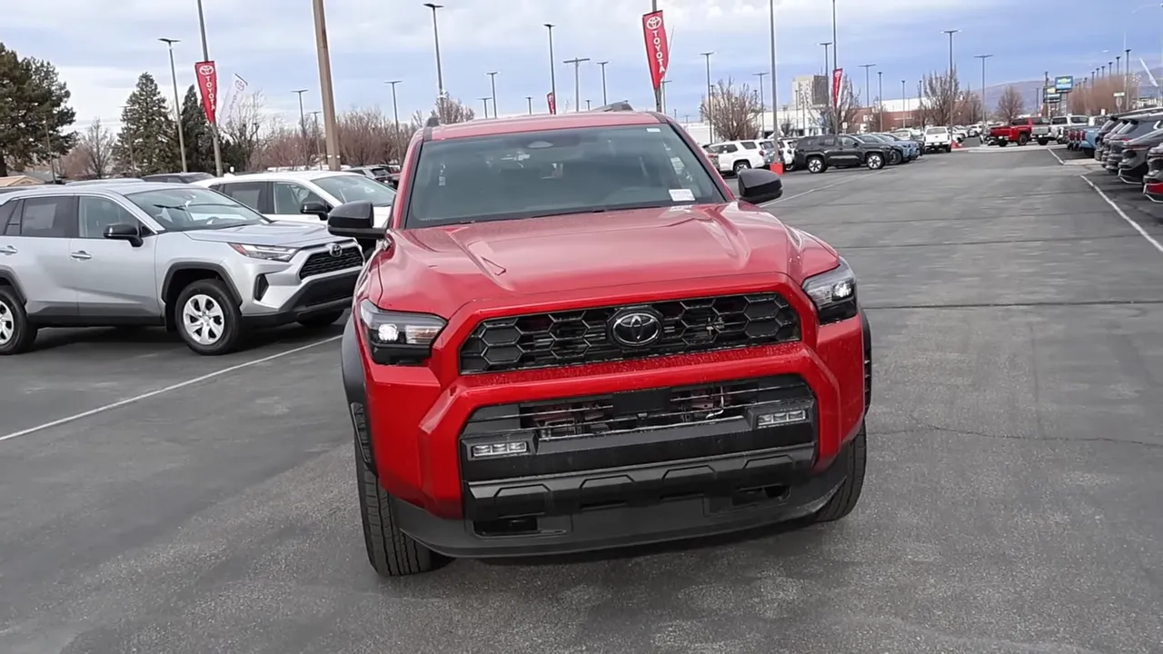 Head-on view of the 2026 Toyota 4Runner TRD Off‑Road at a dealer lot