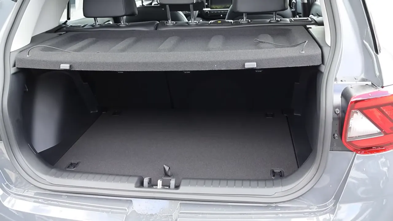 Hyundai Venue cargo area with parcel shelf in place showing trunk space