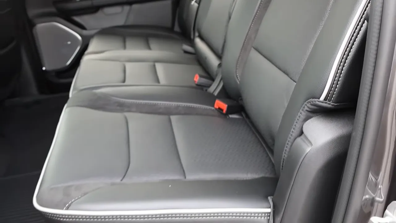 Ram 1500 Laramie Sport rear seats perforated leather suede center contrast stitching