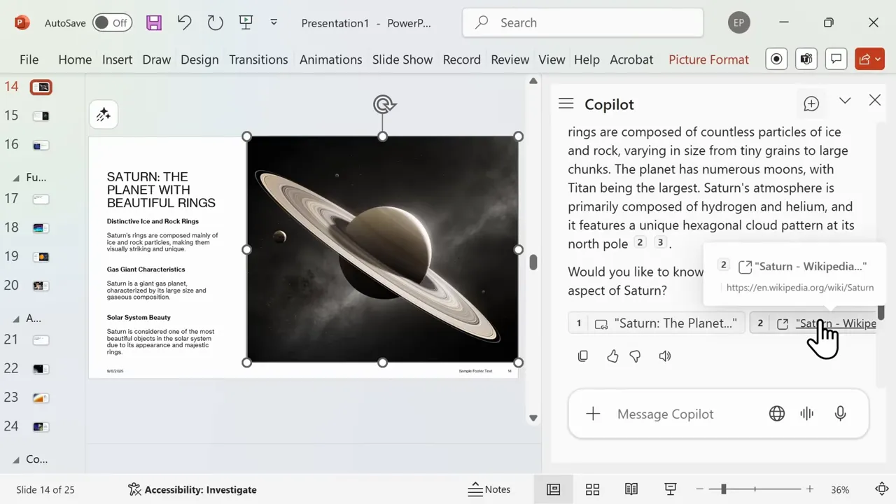Copilot web citations and source links