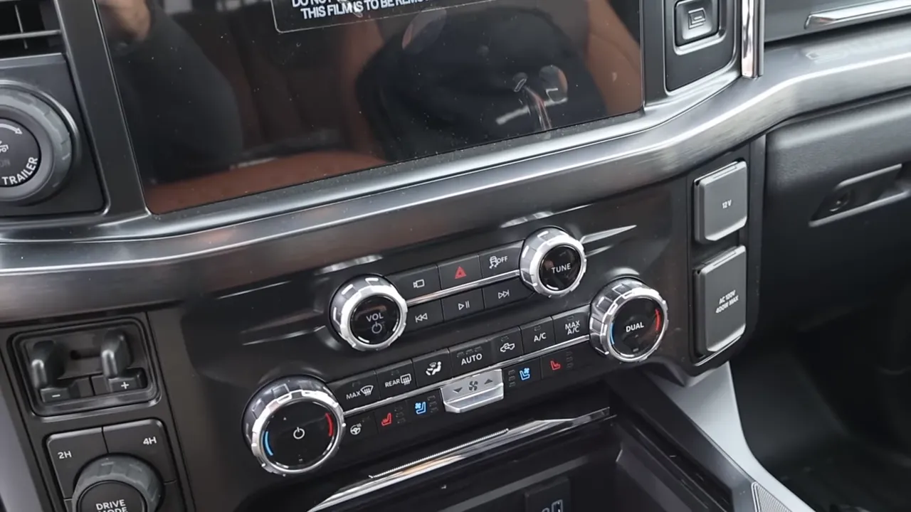 center console showing climate controls, drive mode and trailer knobs in the AG Wagon