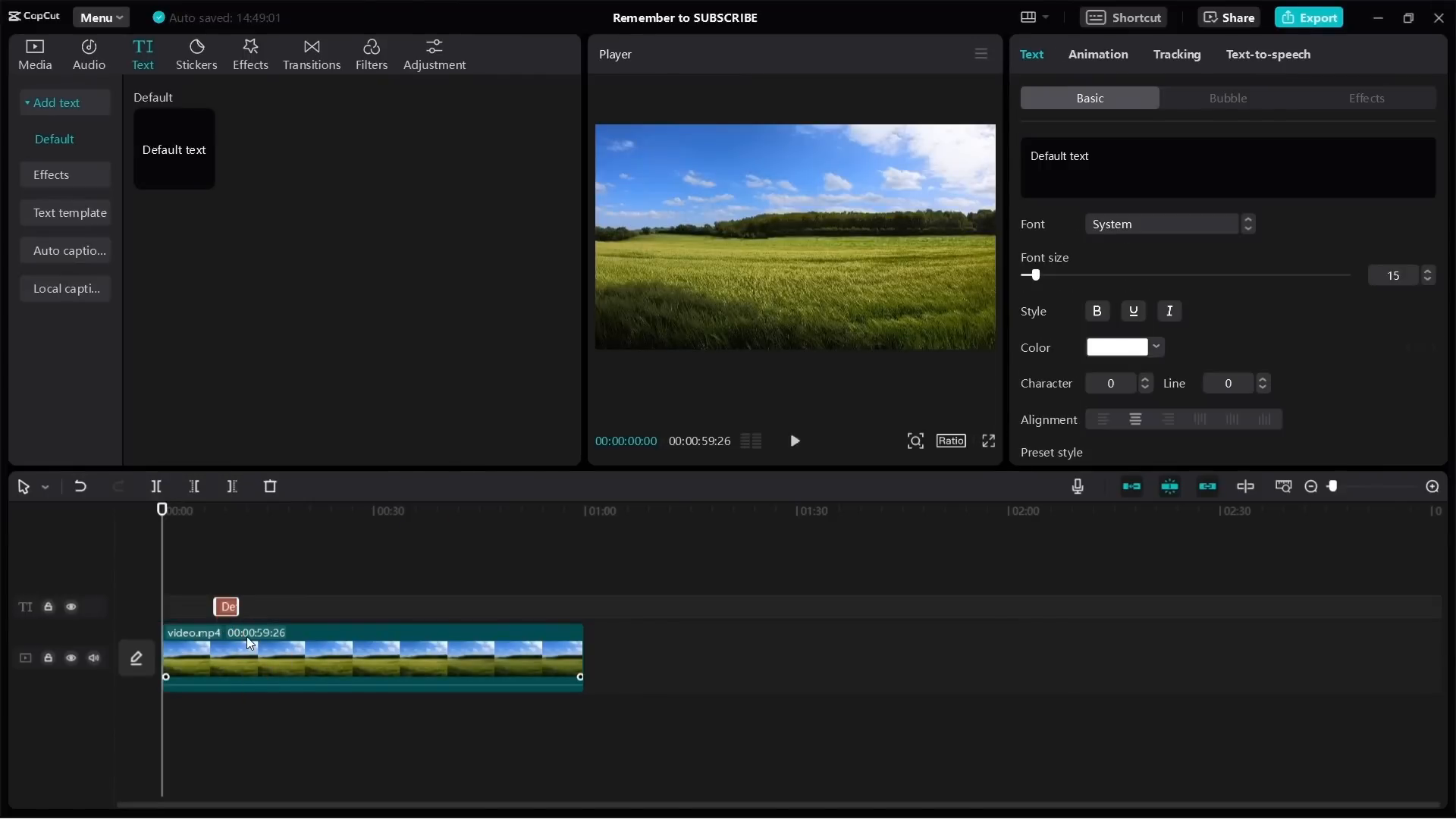 Adding text to CapCut