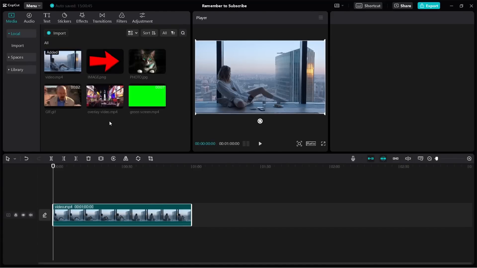 Adding overlay in CapCut