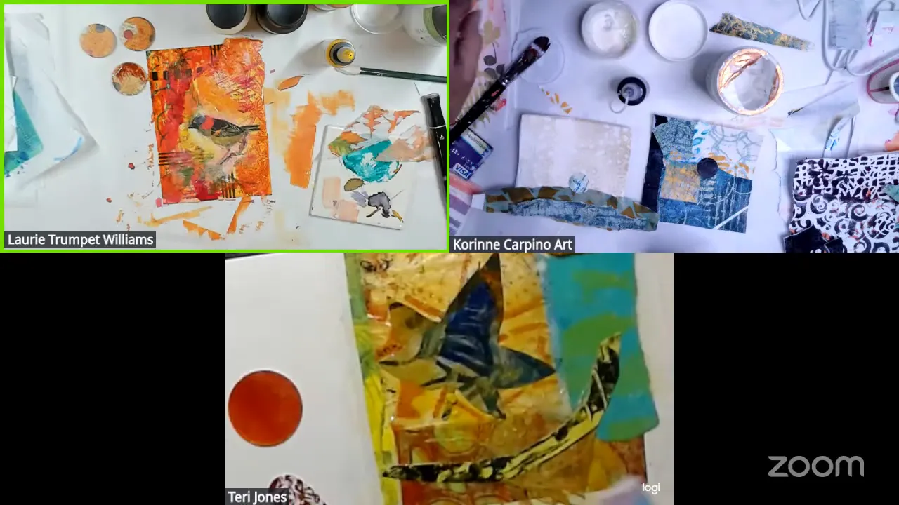 Artists discussing their collage projects