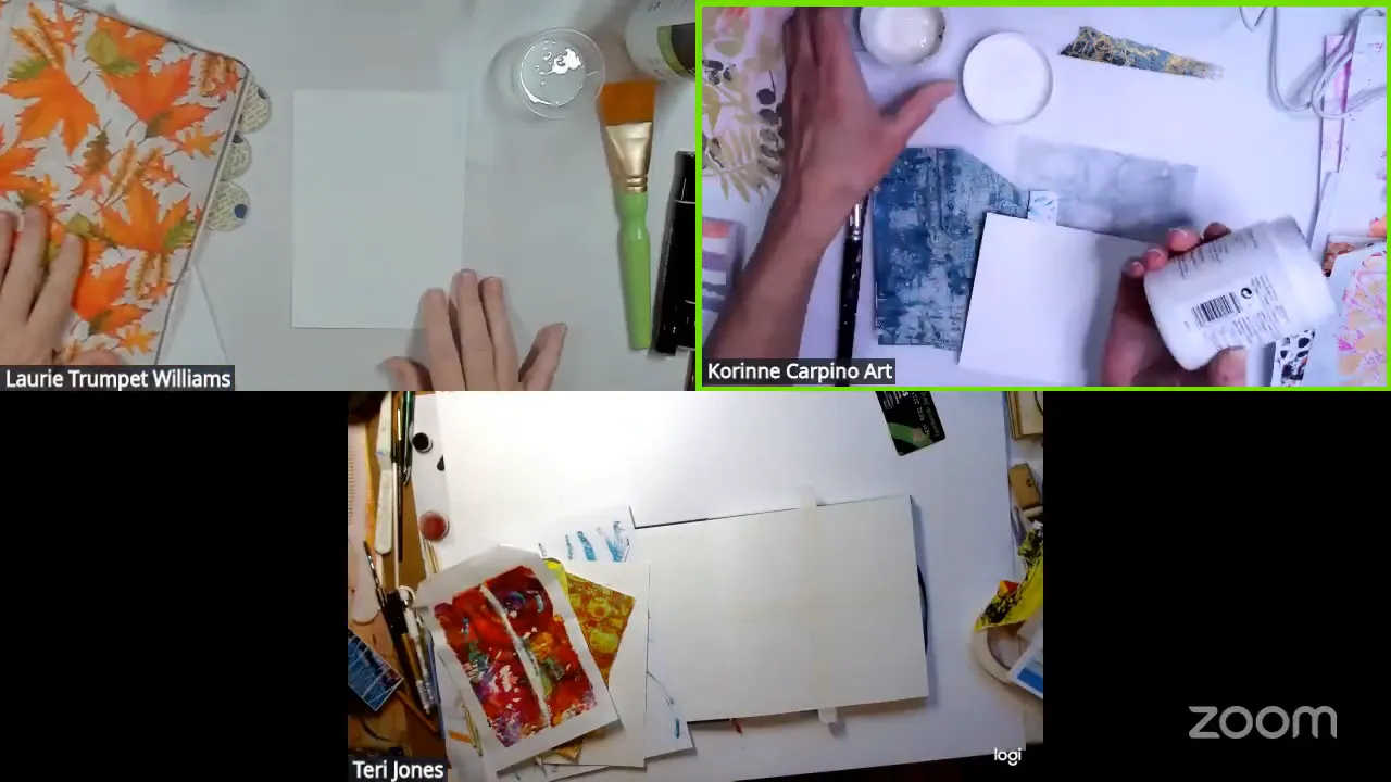 Neatly arranged workspace with materials for collage