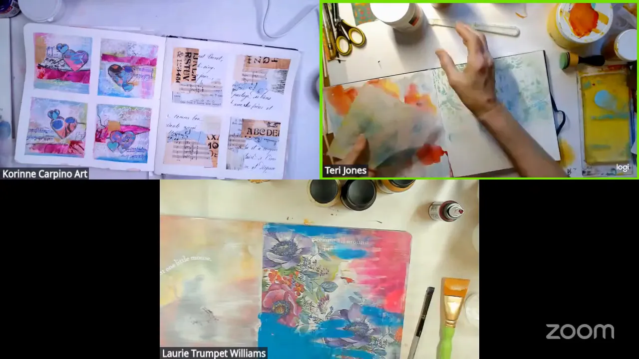 Applying various papers in mixed media