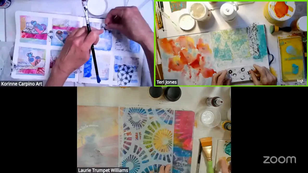 Applying stencil in mixed media